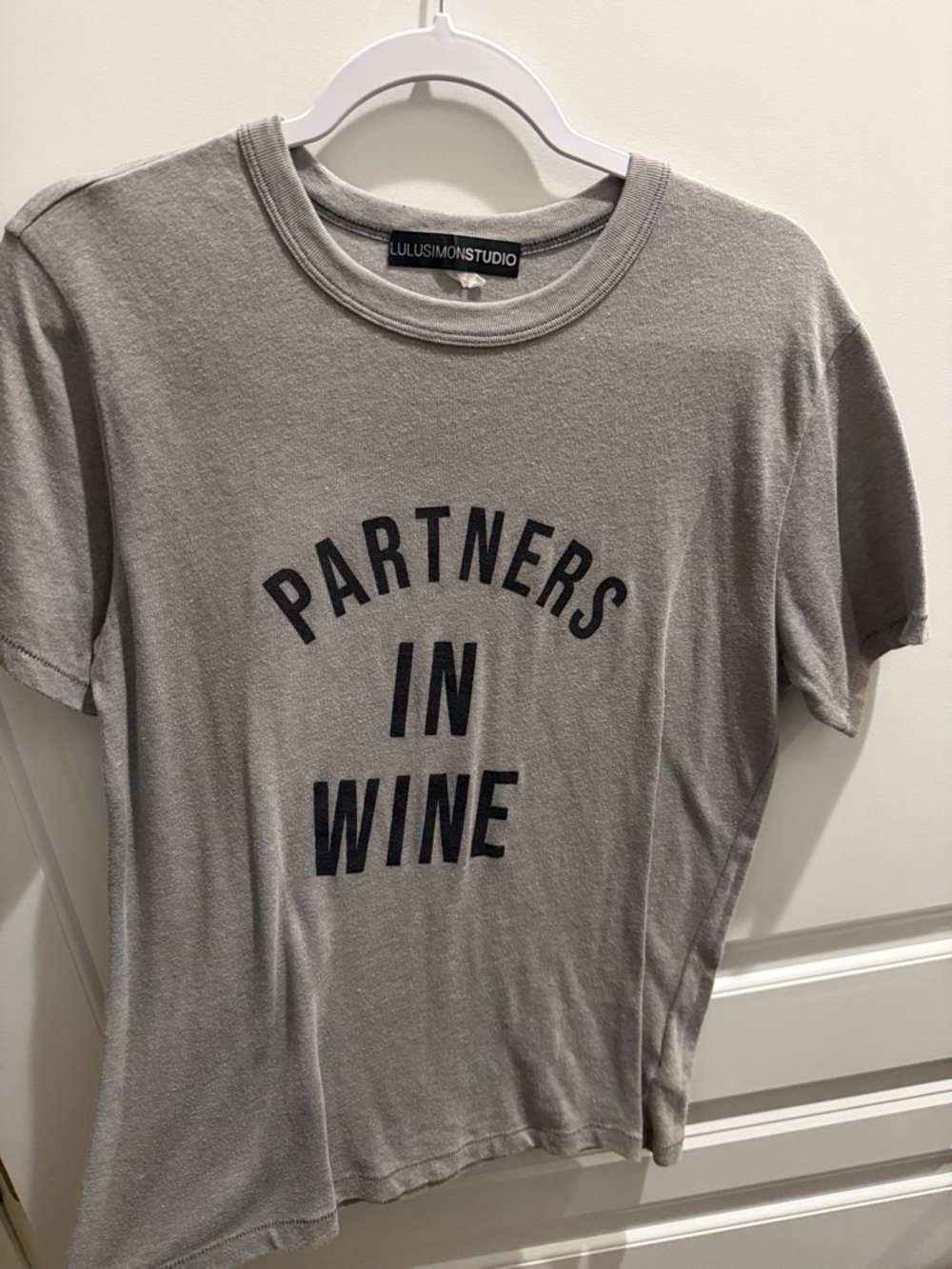 Lulusimon Studio "Partners in Wine" Short Sleeve Tee - Gray